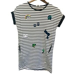 Kids Striped Tunic Dress SZ 150/68 Girls US SZ 9-10 Rainbow Patches Kawaii Cute